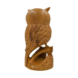 Wooden Handmade Carved Owl Statue