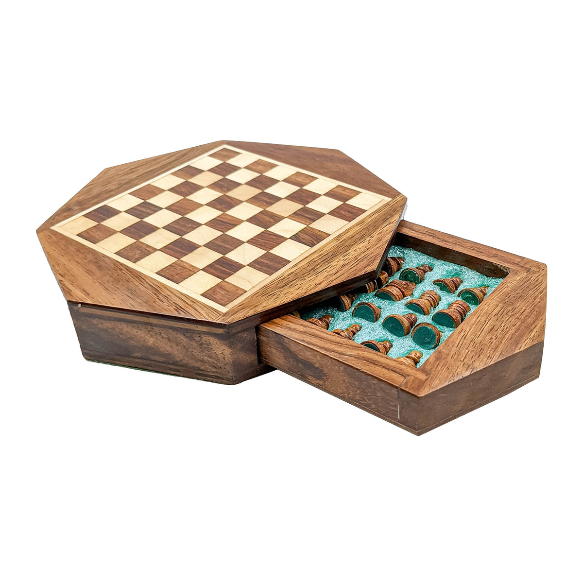 Handmade Octagon Wooden Small Chess Board