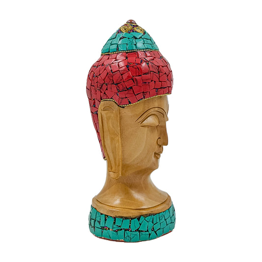 Handcrafted 6-Inch Wooden Stone Buddha Statue