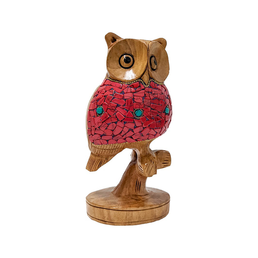 Wooden Big Stone Owl Statue