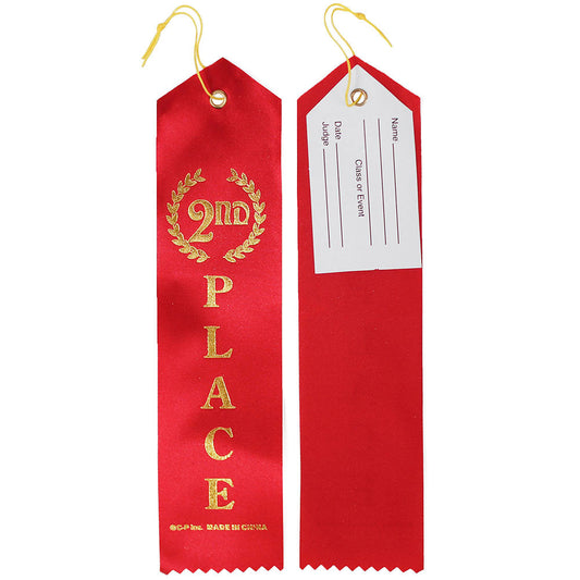 Award Ribbon - Second Place Red  In Bulk