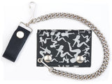 Wholesale Multiple Trucker Mud Flap Girls Trifold Leather Chain Wallets  (Sold by the piece)