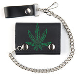 Buy MARIJUANA POT LEAF TRIFOLD LEATHER WALLETS WITH CHAINBulk Price