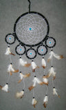 Wholesale TURQUOISE BEADS 22 INCH BLACK DREAM CATHER WITH FEATHERS (sold by the piece )