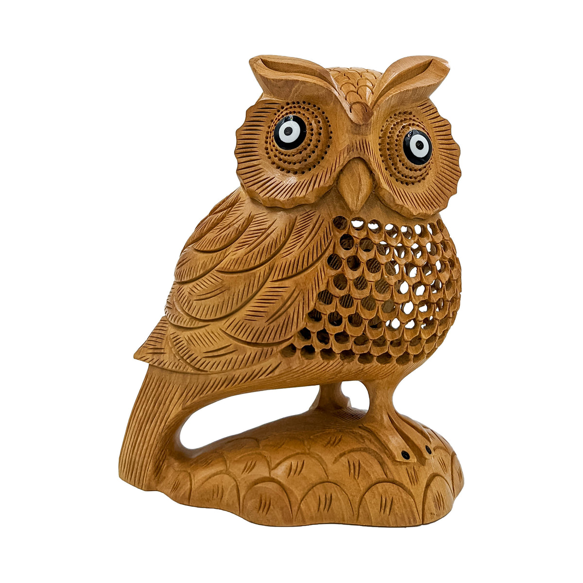 Wooden Handmade Carved Owl Statue 6-Inch