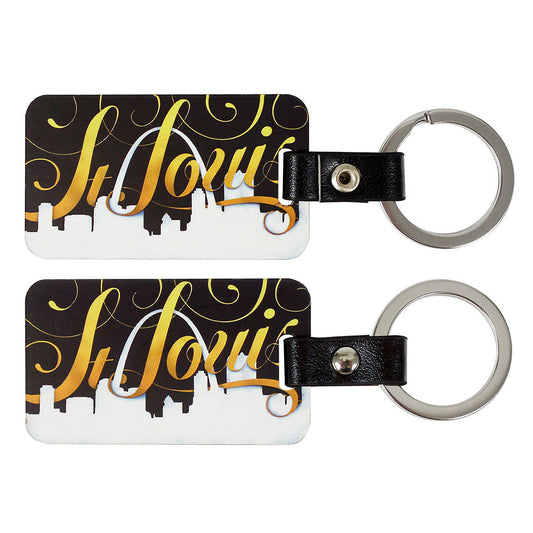 St. Louis Keychain - Wood Gold In Bulk