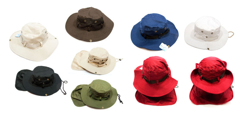 Bulk Buy Solid Color Bucket Hat with Flap Neck Cover