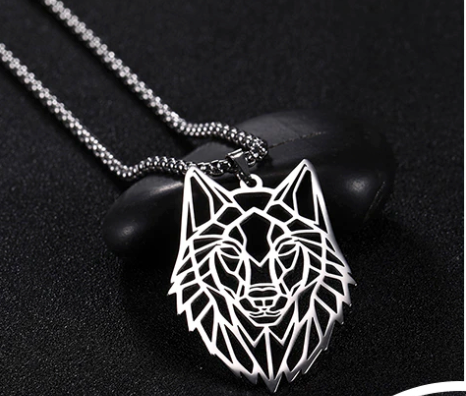 Wholesale STAINLESS STEEL CUT WOLF HEAD NECKLACE (sold by the piece or dozen)