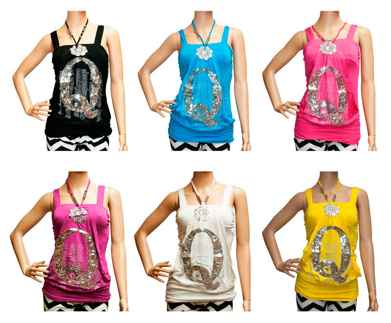 Bulk Buy Q for Queen Initial Sleeveless Fashion Blouse