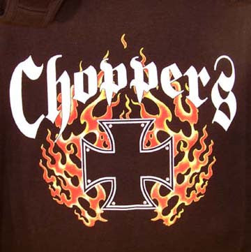 Wholesale CHOPPERS FLAMING CROSS BLACK LONG SLEEVE TEE SHIRT (Sold by the piece)