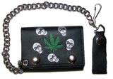 Buy SKULL HEADS MARIJUANA TRIFOLD LEATHER WALLET WITH CHAINBulk Price