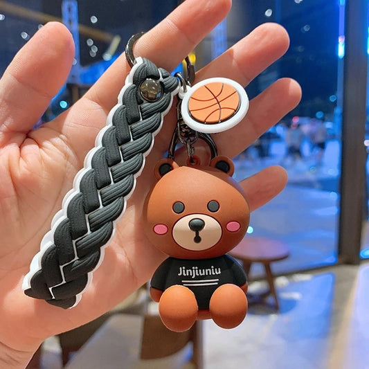 Bear Wearing Eyeglasses Keychain With Flap