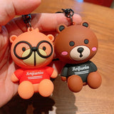 Bear Wearing Eyeglasses Keychain With Flap