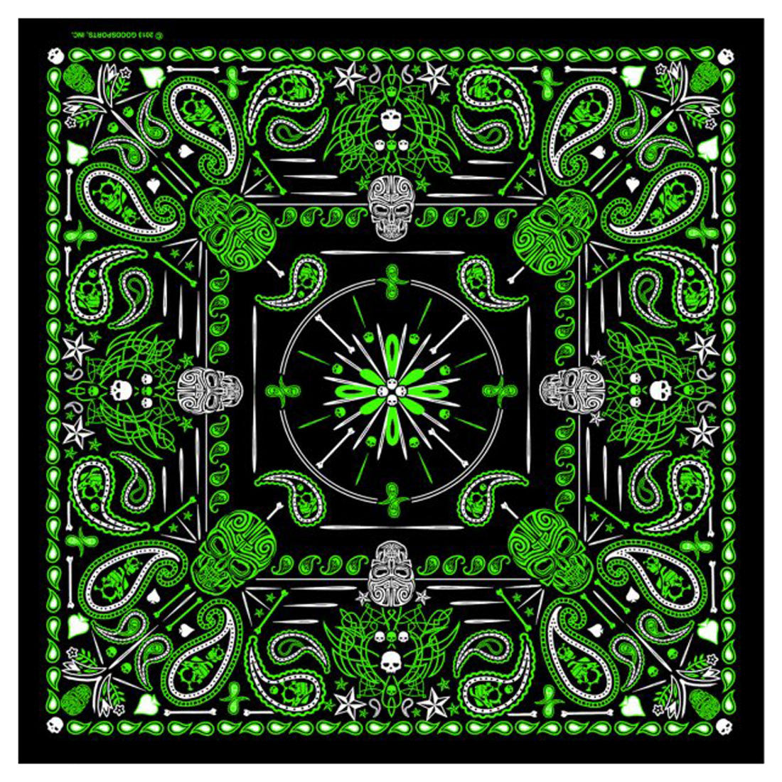 Wholesale Green Paisley Retro Skull Cotton Bandana Face Cover For Bikers