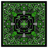 Wholesale Green Paisley Retro Skull Cotton Bandana Face Cover For Bikers