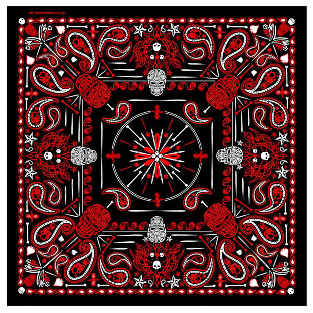 Wholesale Red Paisley Retro Skulls Cotton Bandana Face Cover For Bikers