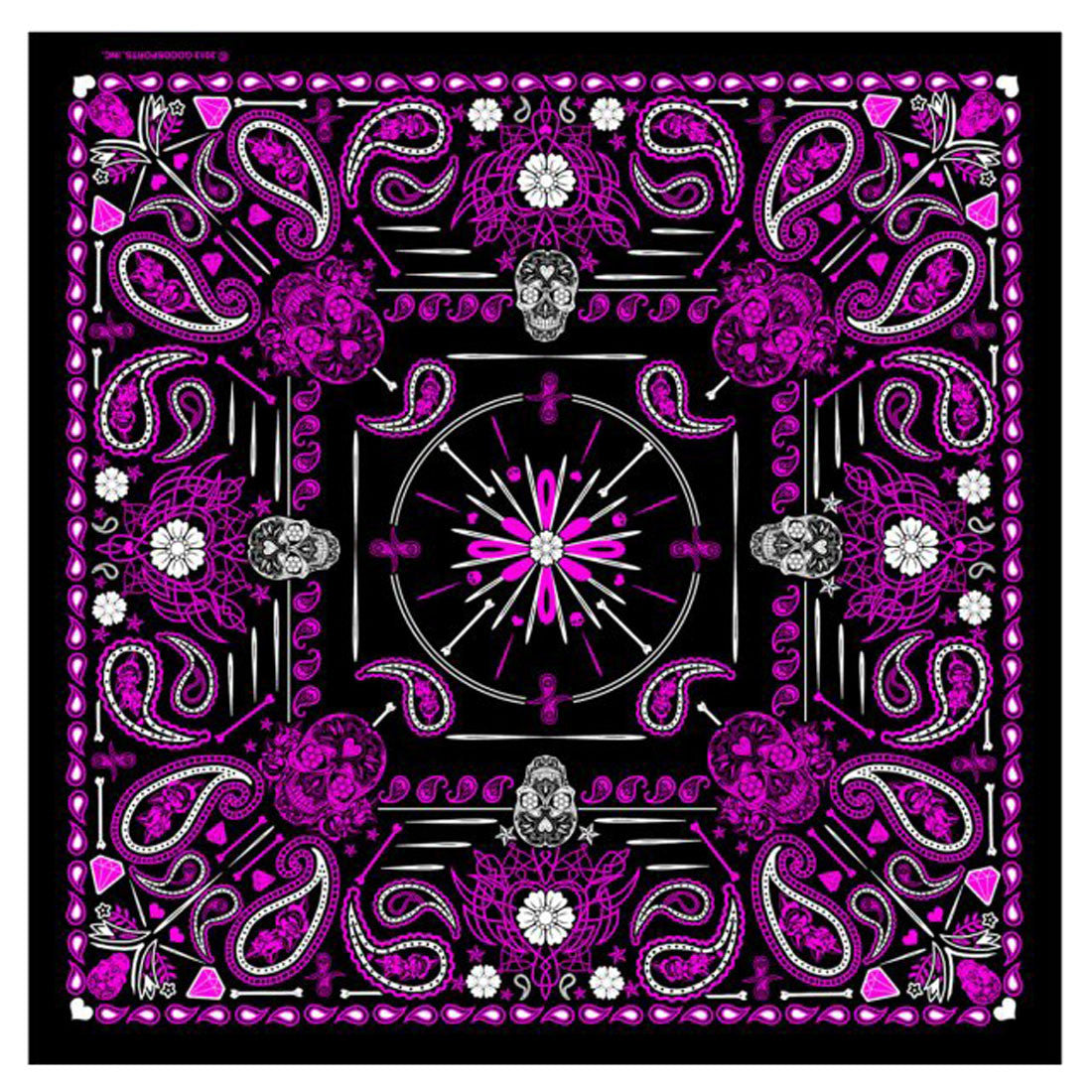 Wholesale Pink Paisley Retro Skulls Cotton Bandana Face Cover For Bikers