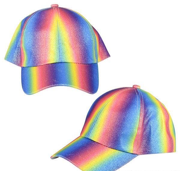 Buy RAINBOW GLITTER BASEBALL CAP in Bulk