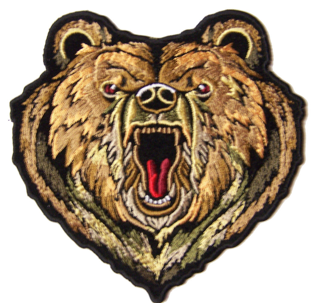 Buy WILD BEAR HEAD 4 INCH EMBROIDERED PATCH Bulk Price