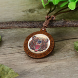 Wholesale Wood Prism 3D Like Animal Necklaces On Adjustable Wax Rope Necklace WOLF, BEAR, FOX, OWL, TIGER(sold by the piece)