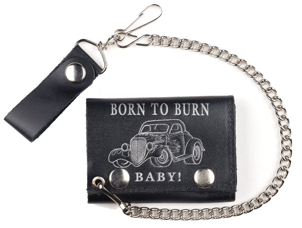 Buy BORN TO BURN VINTAGE CAR TRIFOLD LEATHER WALLETS WITH CHAINBulk Price