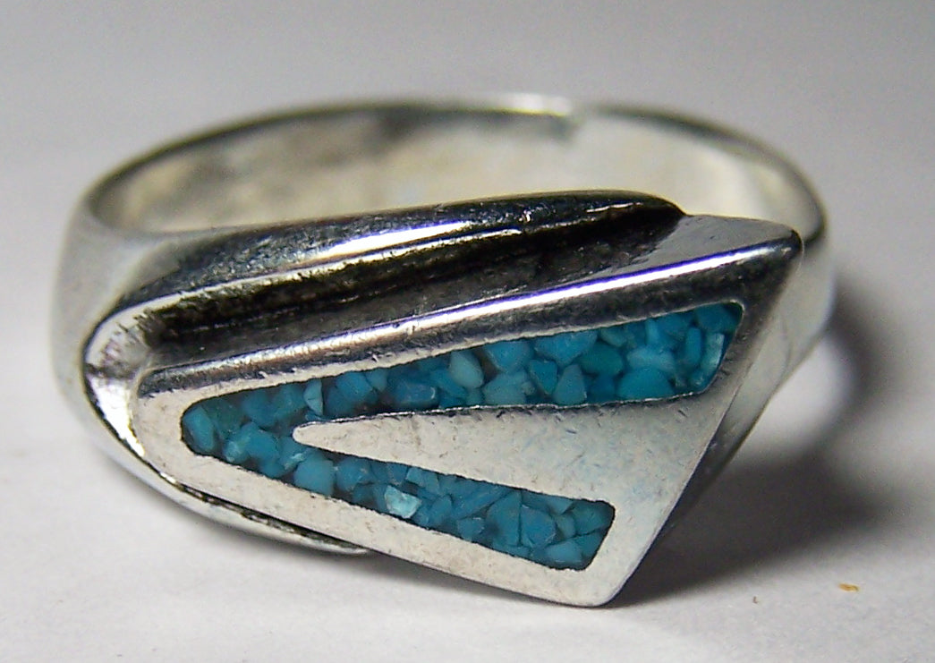 Buy BLUE TURQUOISE NATIVE DESIGN SILVER DELUXE BIKER RING *Bulk Price