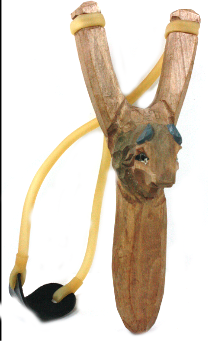 Hand-Carved Wooden Animal Slingshots - Assorted