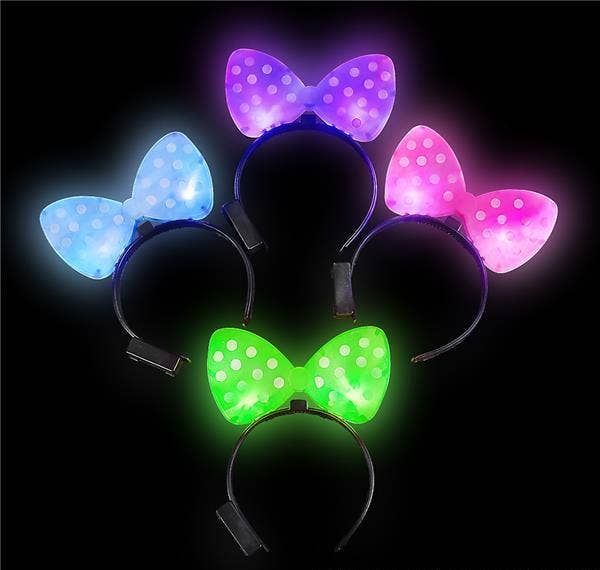 Buy LIGHT-UP PLASTIC POLKA-DOT BOW HEADBAND in Bulk