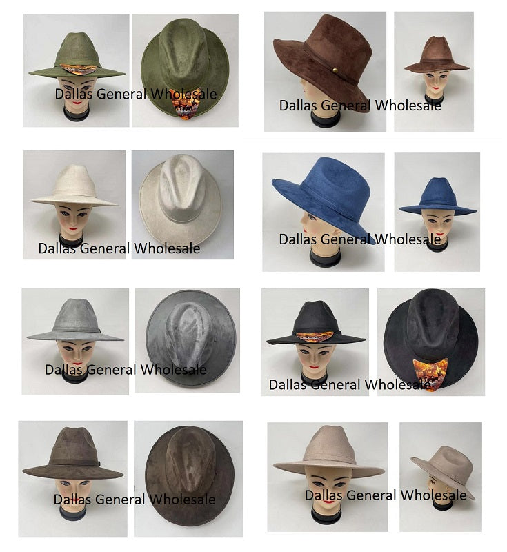 Adults Suede Fedora Hats Wholesale MOQ 12