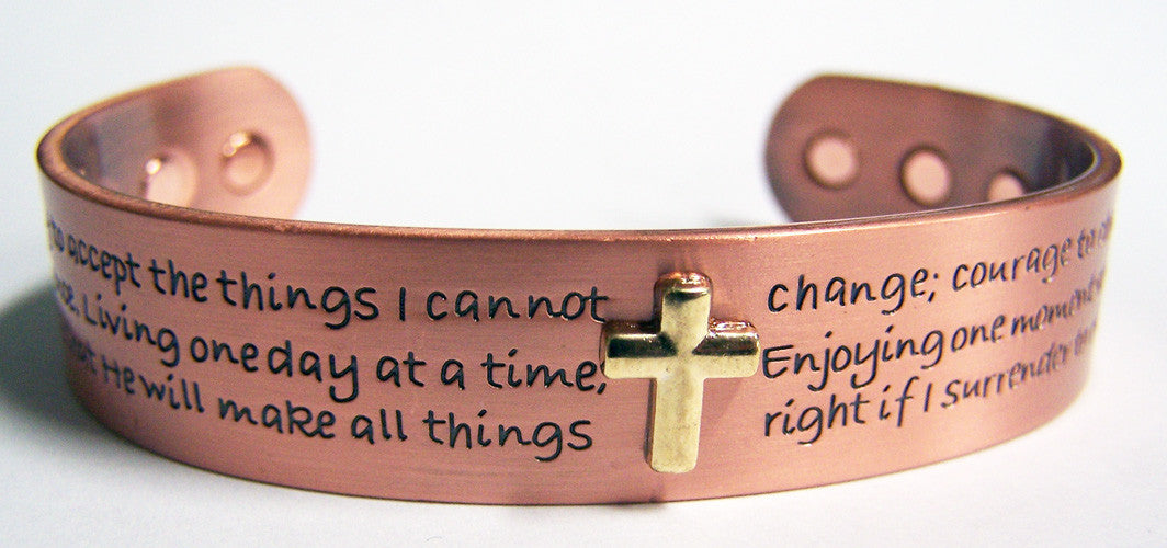 Buy SERENITY PRAYER CROSS PURE COPPER SIX MAGNET CUFF BRACELET Bulk Price