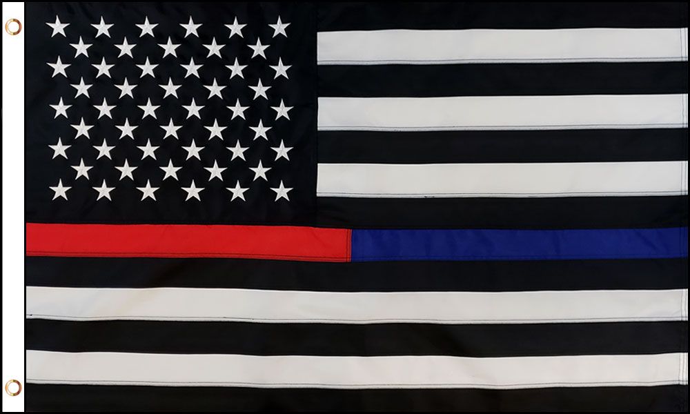 Buy BLACK WHITE AMERICAN RED / BLUE THIN LINE 3 X 5 FLAG Bulk Price