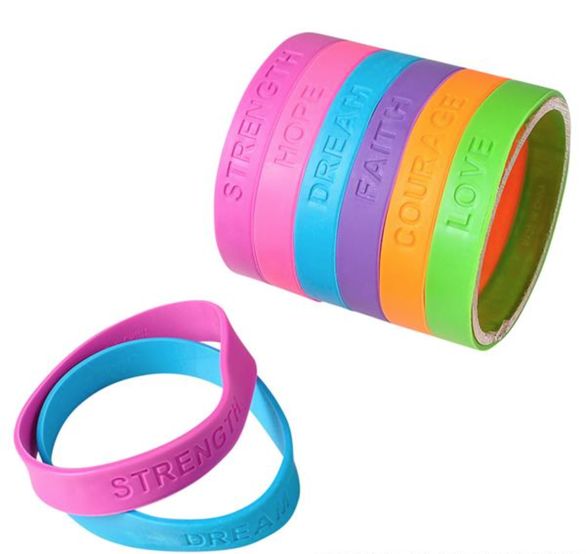 Buy RUBBER SAYINGS BRACELET 8" in Bulk