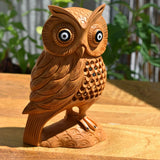 Wooden Handmade Carved Owl Statue