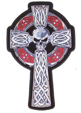 Wholesale JUMBO CELTIC SKULL HEAD CROSS PATCH (Sold by the piece)