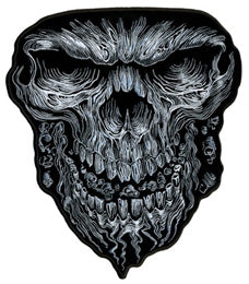 Buy JUMBO GHOST SKULL FACE PATCH 9X12 inchesBulk Price