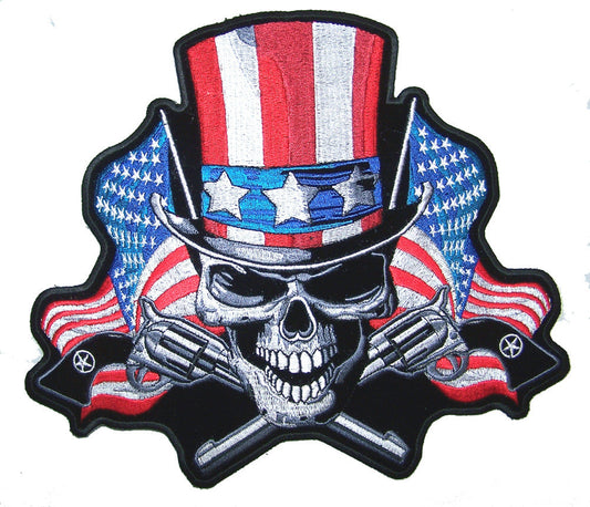 Buy JUMBO FLYING UNCLE SAM SKULL AND BONES AMERICAN FLAG PATCH 10 INCHBulk Price