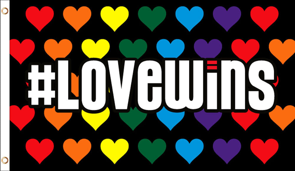 Buy # LOVE WINS HEARTS RAINBOW 3' X 5' FLAGBulk Price