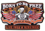 Wholesale BORN FREE EAGLE BIKER 5 IN EMBROIDERIED PATCH (sold by the piece )