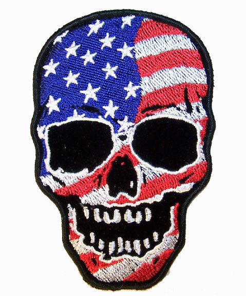 Wholesale AMERICAN FLAG SKULL 4 INCH PATCH (Sold by the piece)