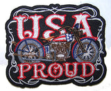 Wholesale USA MOTORCYLE PROUD EMBROIDERED PATCH  (sold by the piece )