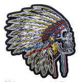 Wholesale FEATHER BONNETT SKULL EMBROIDERED 4 INCH PATCH ( sold by the piece )