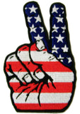 Wholesale AMERICAN FLAG PATRIOTIC HAND PEACE SIGN 5 INCH EMBROIDERED PATCH ( sold by the piece )