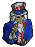 Wholesale UNCLE SAM POSTER FLIPPING MIDDLE FINGER BIKER 5 IN EMBROIDERIED PATCH (sold by the piece )