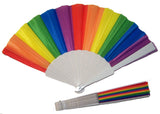 Stylish and Portable Rainbow Striped 9 Inch Cloth Hand Fan (Sold By Piece & Dozen)