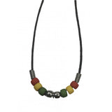 Buy Rasta Bead Black Wax Cord Necklace 18" With SIlver Beads (sold by the dozen)Bulk Price