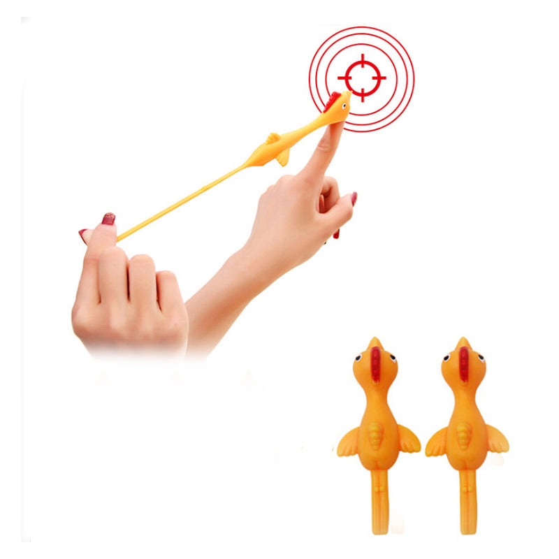 Wholesale Sticky Stretchy Flying Rubber Chicken Finger Catapult Slingshot (sold by the piece or dozen)