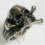 Wholesale SKULL AND CROSS BONES STAINLESS STEEL BIKER RING ( sold by the piece )