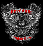 Wholesale FREEDOM BEHIND BARS MOTORCYCLE SKULL WINGS SHORT SLEEVE TEE-SHIRT  (Sold by the piece)