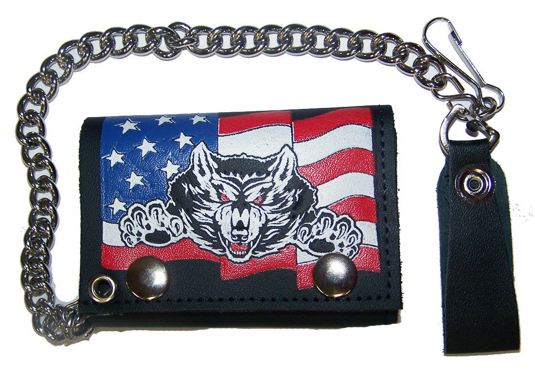 WOLF AMERICAN FLAG TRIFOLD LEA