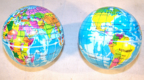 Wholesale WORLD EARTH GLOBE 3 INCH EARTH BOUNCE / SQUEEZE BALLS ( sold by the dozen )